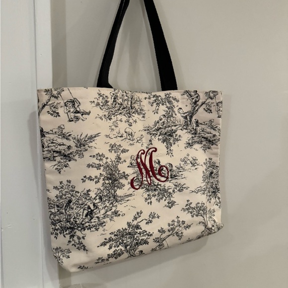 Large French Provincial design white and black tote bag - Picture 2 of 6